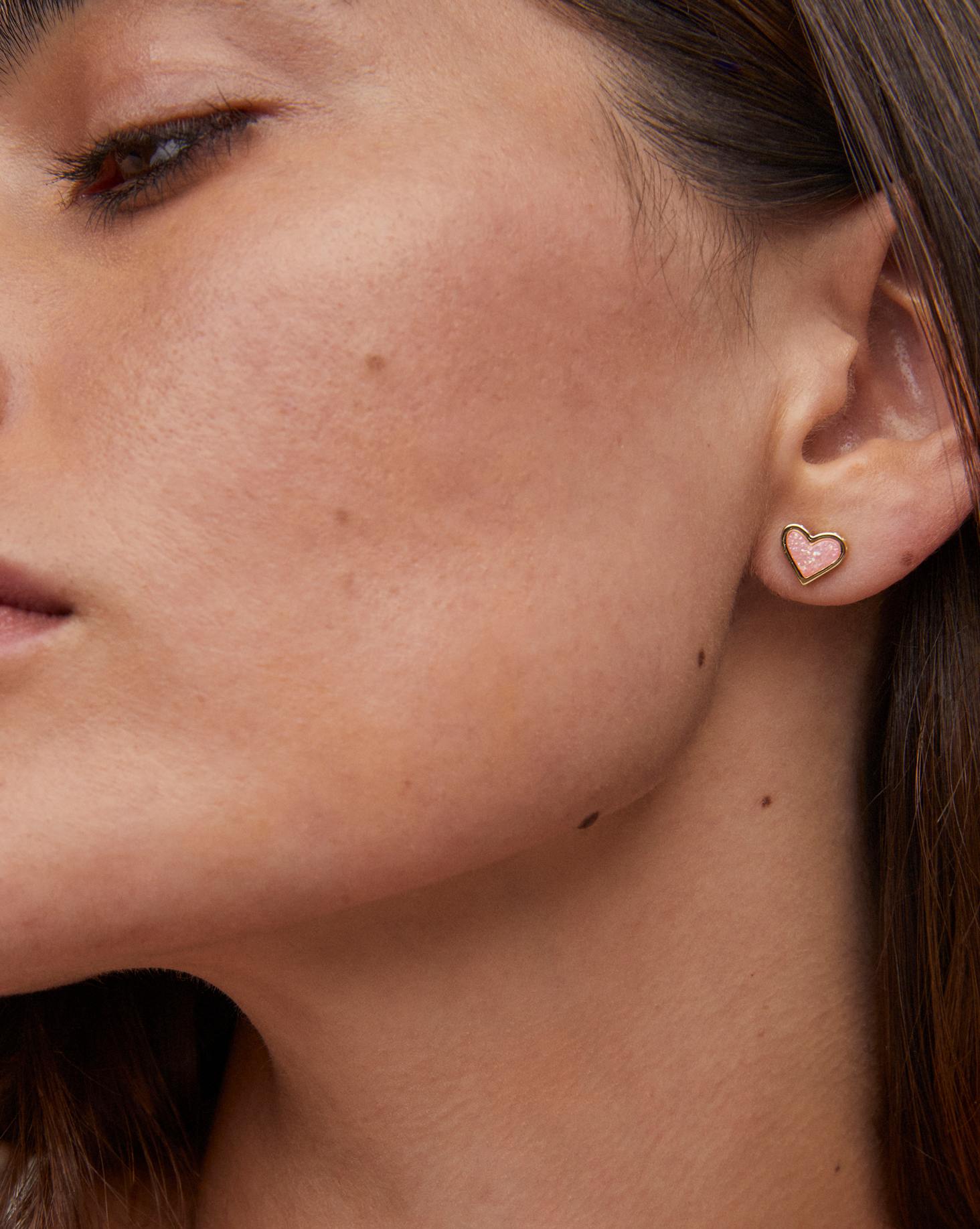 Ellie Gold Stud Earrings in Pink Drusy main image 1